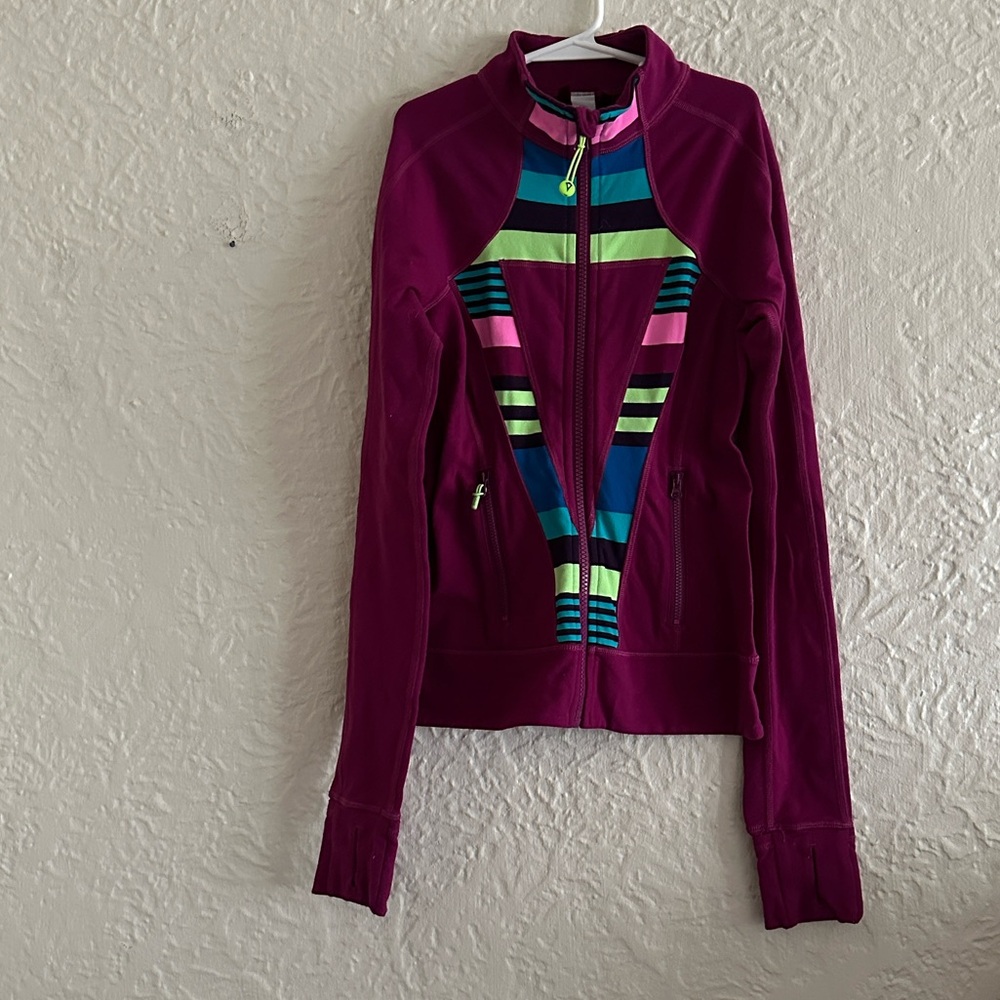 ivivva lululemon Perfect Your Practice Multicolor Stripe Logo Active Jacket 10